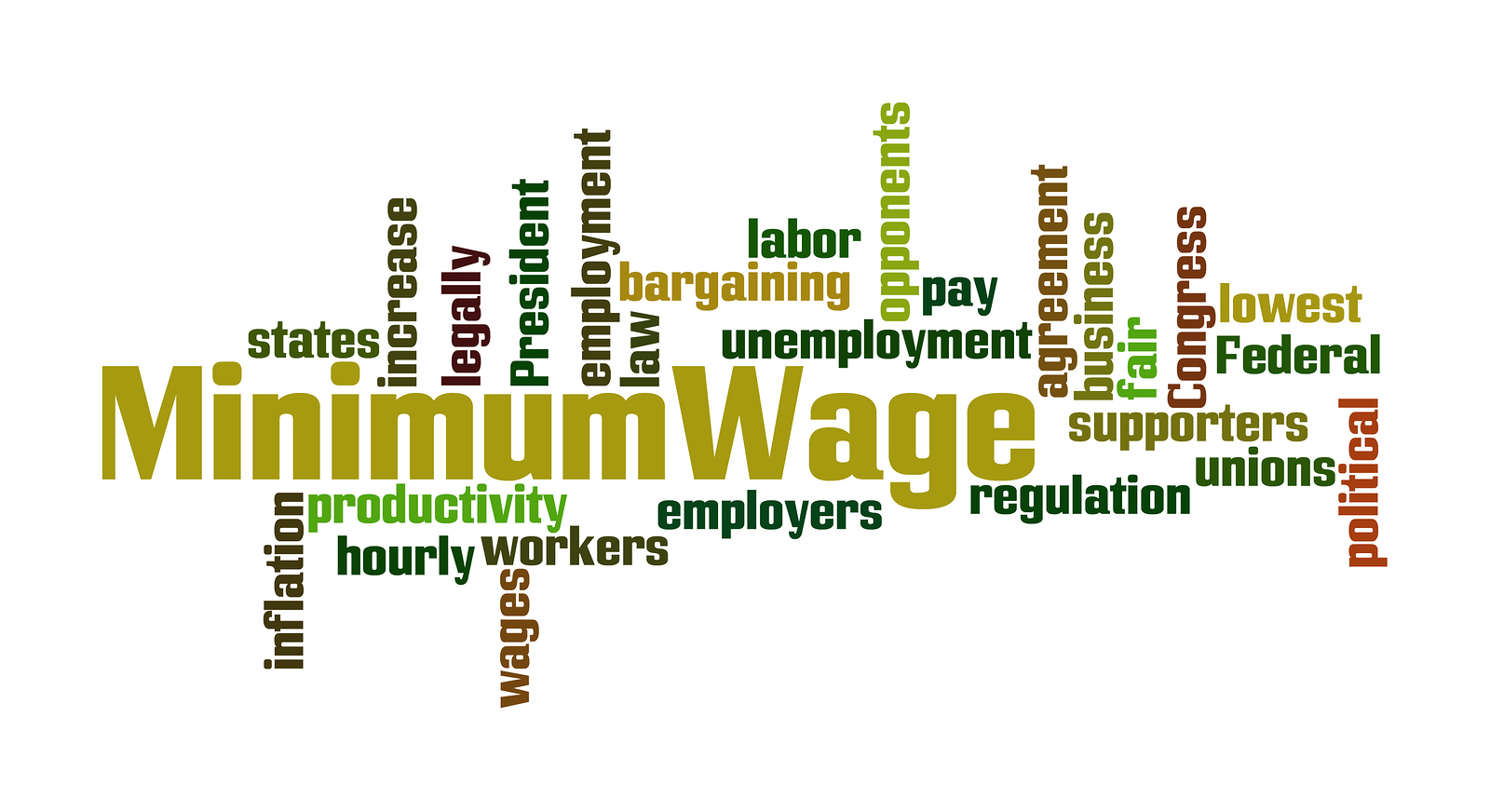 Minimum Wage Word Cloud On White Background