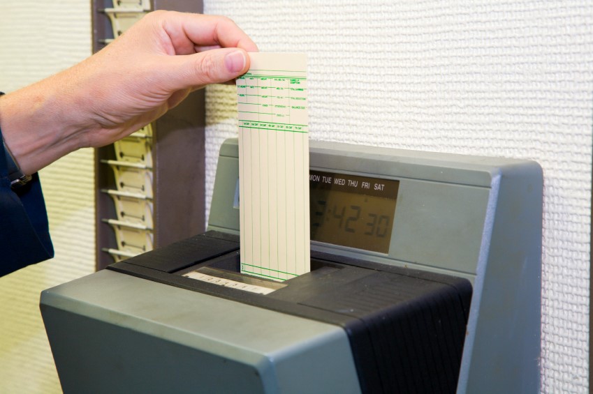 Photo of time clock and punch card