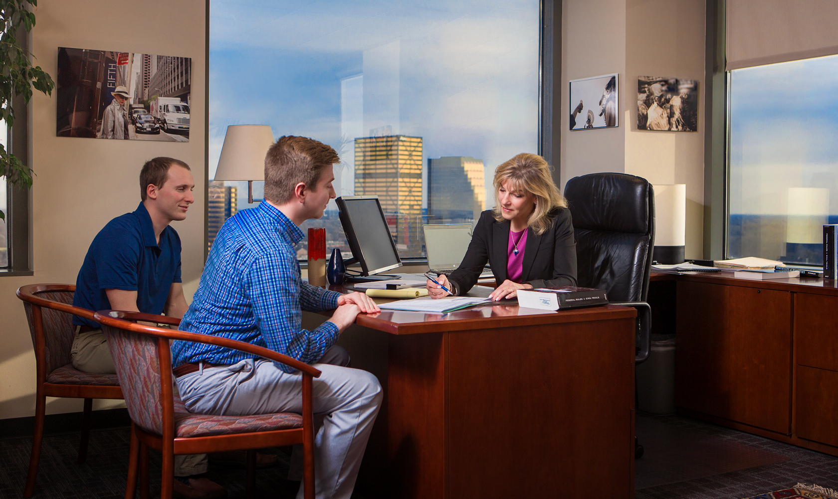 Detroit personal injury lawyer meeting with client