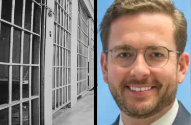 Jail cell with barred door