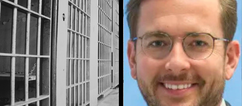 Jail cell with barred door