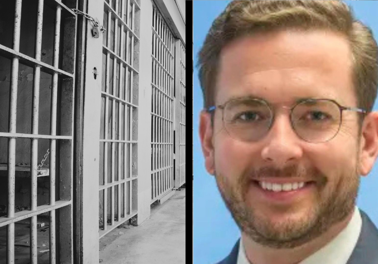 Jail cell with barred door